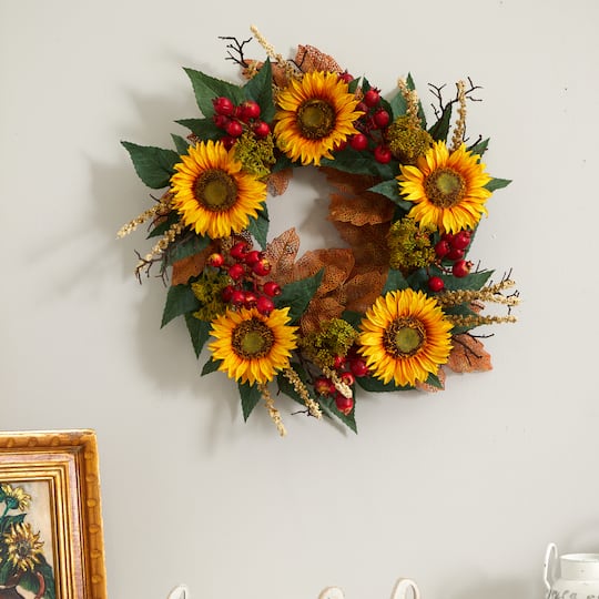 27" Sunflower & Berry Wreath